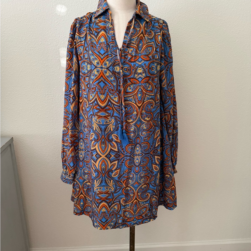 Bohemian Long Sleeve Patterned Dress